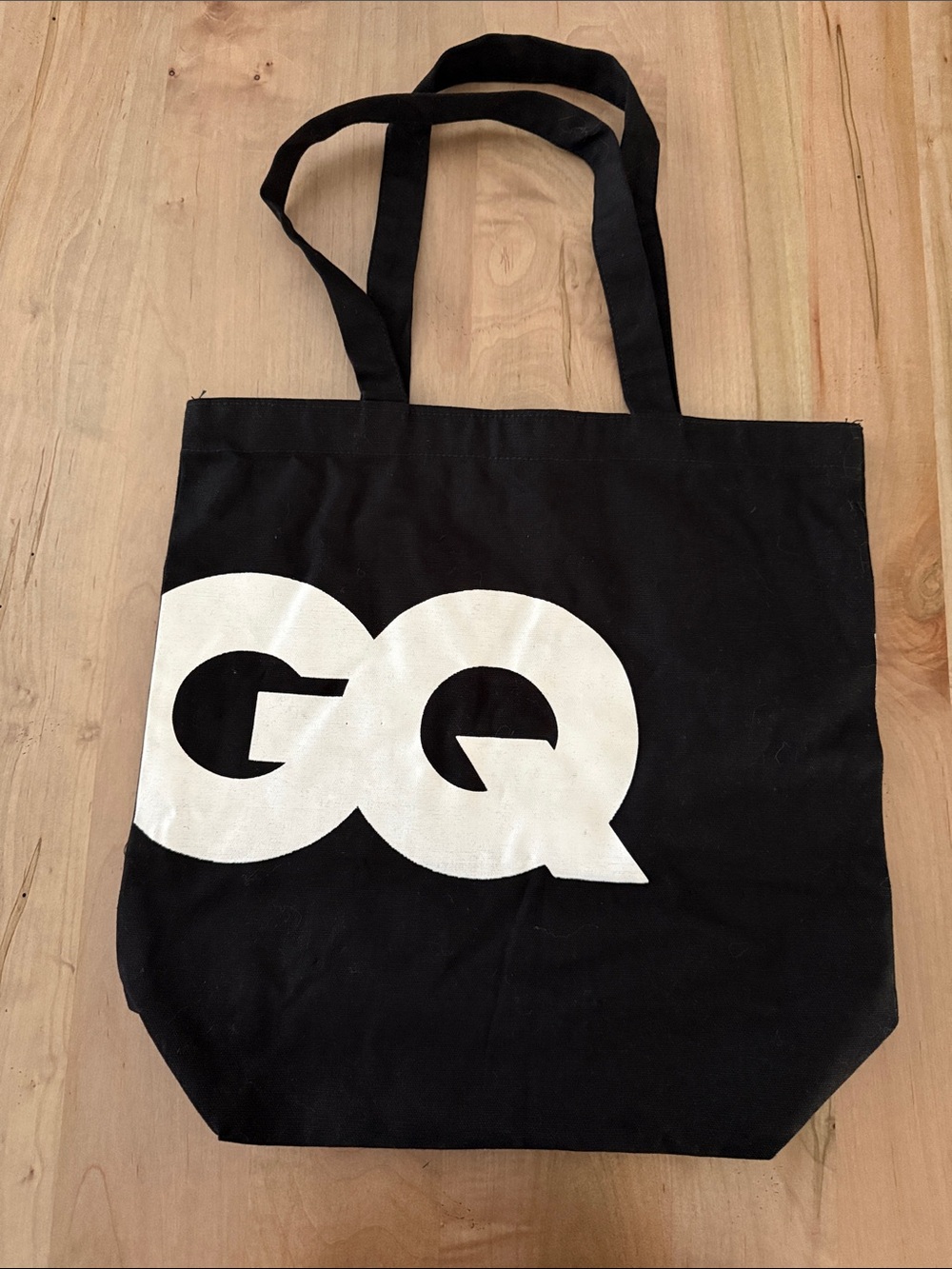 Black Canvas Tote Bag with White Logo